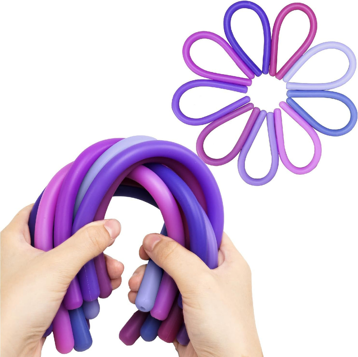 Mr. Pen, Monkey Noodle Fidget Toy, Colorful - Purple Shades / 9 Pack
