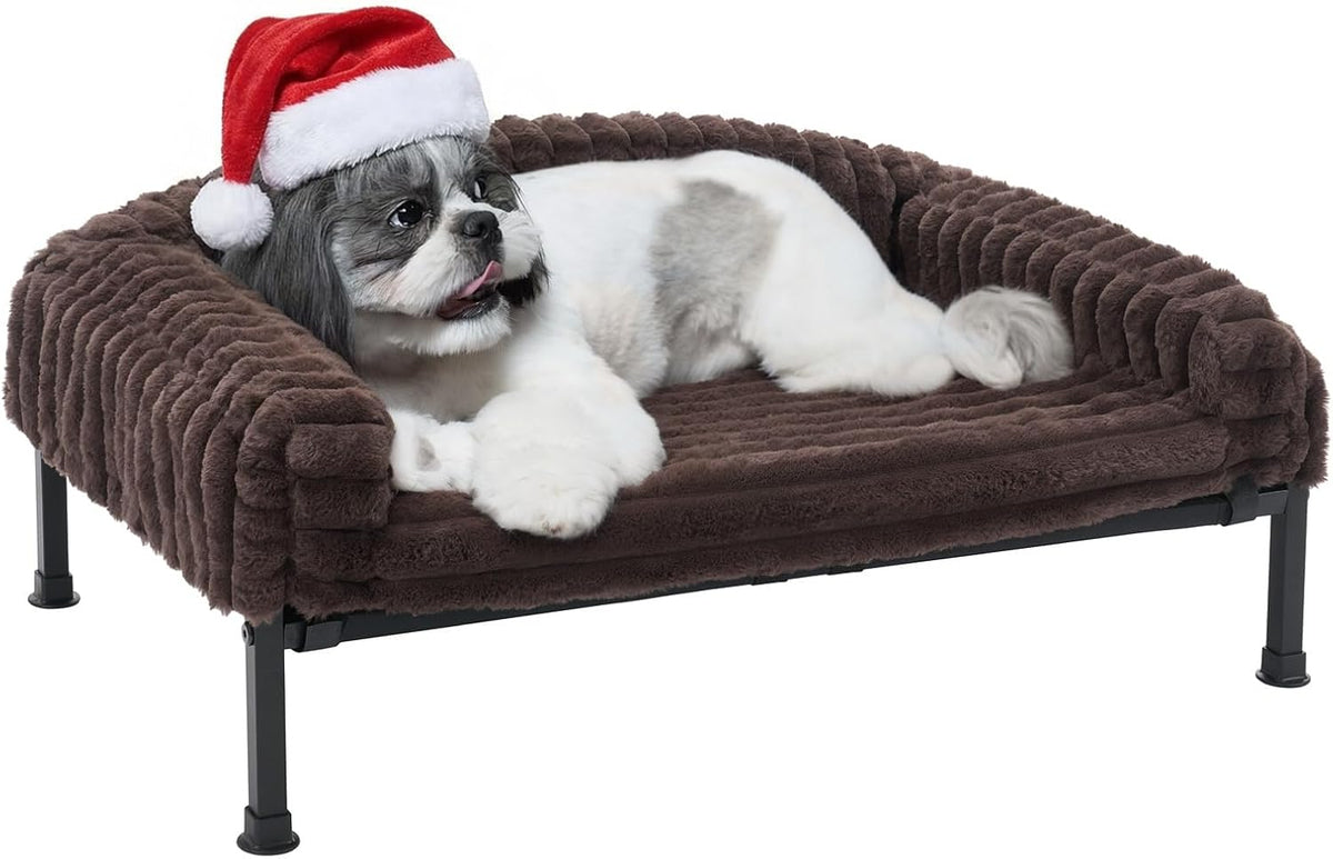 Veehoo Elevated Dog Bed with Bolster Cushion - Brown / 30.0"L x 20.0"W x 8.3"Th