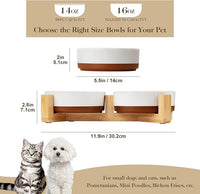 MALACASA Ceramic Dog Bowls, Dog Water/Food Dish with Wood Stand Non-Slip,14oz, Pet Basic Bowls for Your Puppy, Small Dogs or Cats,Glaze Matte Weighted Non-Slip (S-1.5 Cups)