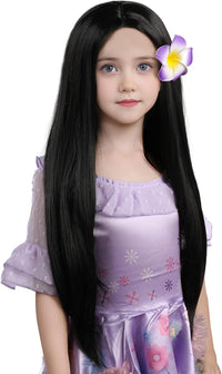 MUPUL kids long black braided wig with bangs for Halloween costumes - view 18