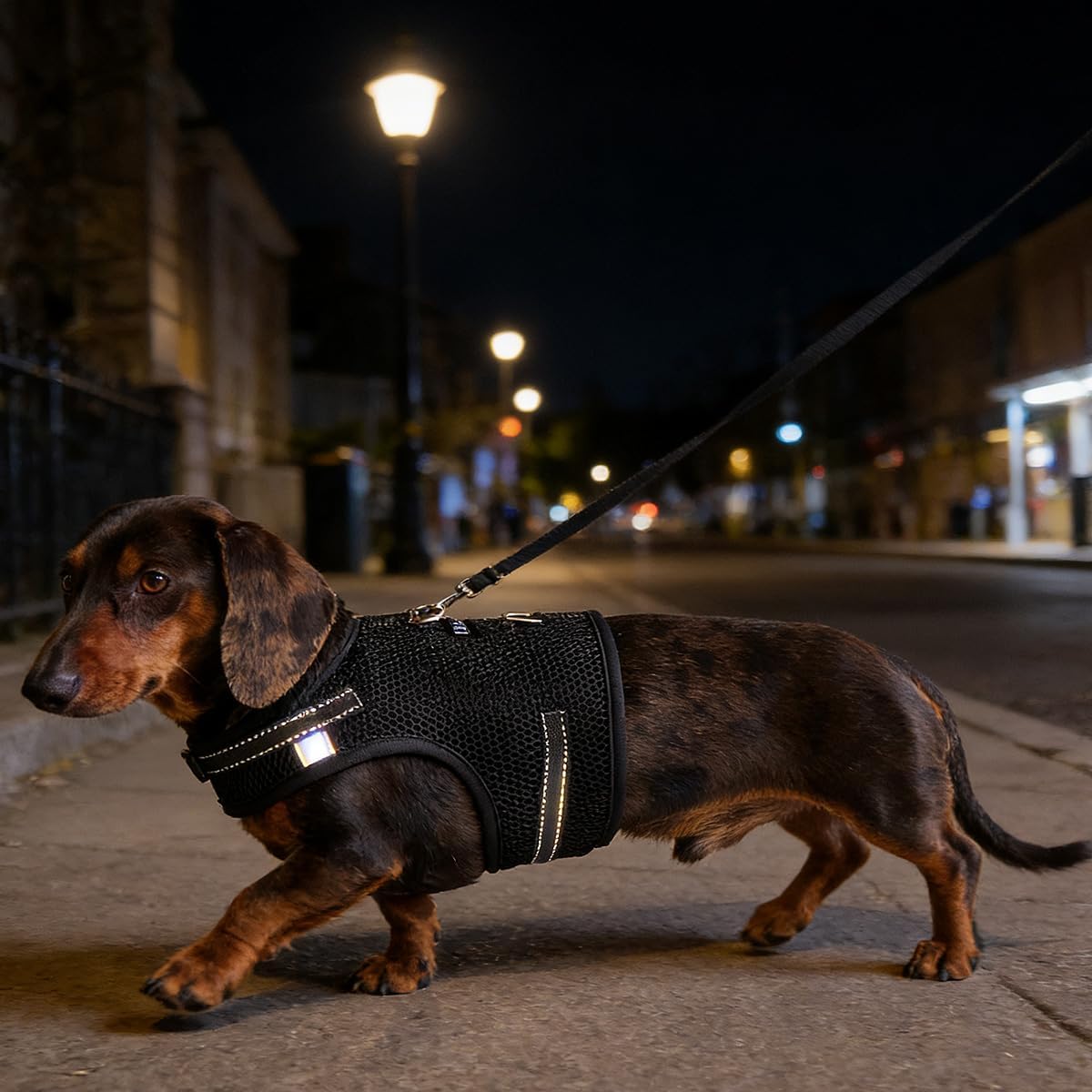 Mini Dachshund Harness, No Armpit Rub, Escape Proof, Reflective - Black / M: Chest 42-52cm (16.5"-20.5") - image 3