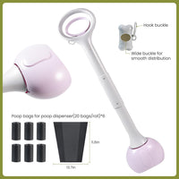 Dog Pooper Scooper Portable with Bag Attachment - 28in + Purple + 120 garbage bags + dispenser - image 2