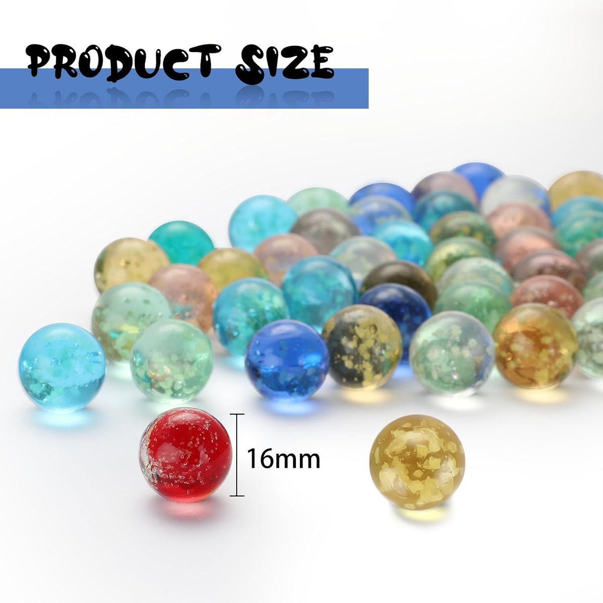 Gejoy 100 glow in the dark glass marbles in ten colors, 0.47 inch - view 6