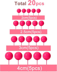 ASTARON 20 Pcs Gold Balls Cake Topper Decorations for Birthday Cake - Hot Pink - image 2