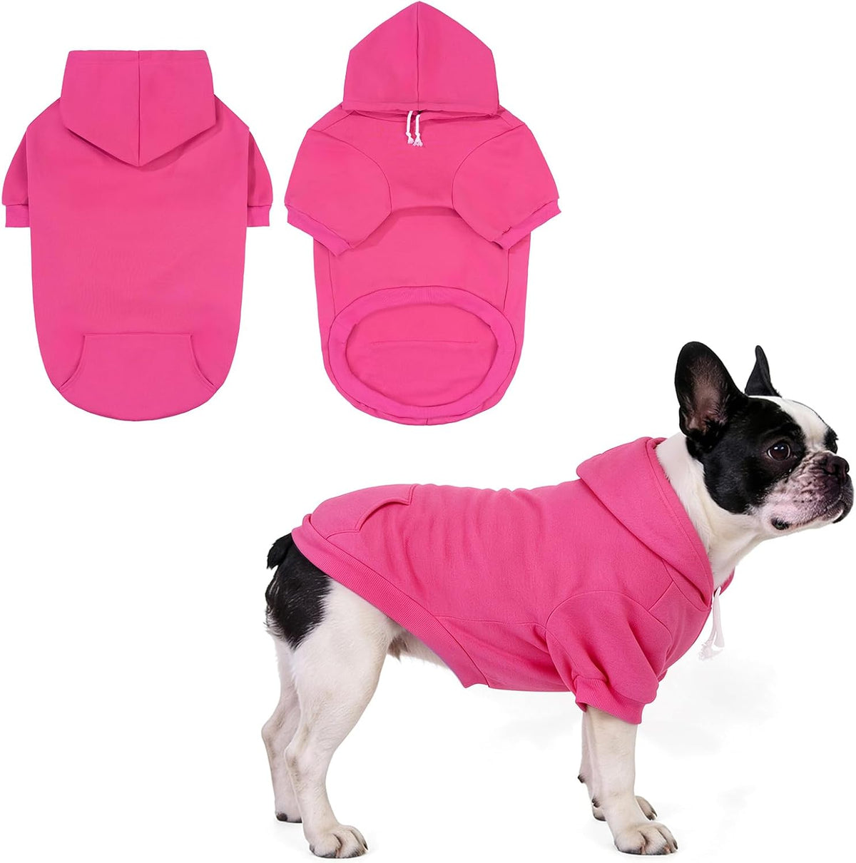 Dog Hoodie for Large Medium Small Dogs - Deep Pink / Small/Medium