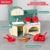 TAKIHON Dollhouse Furniture, Kitchen & Bathroom Toy Set - image 2