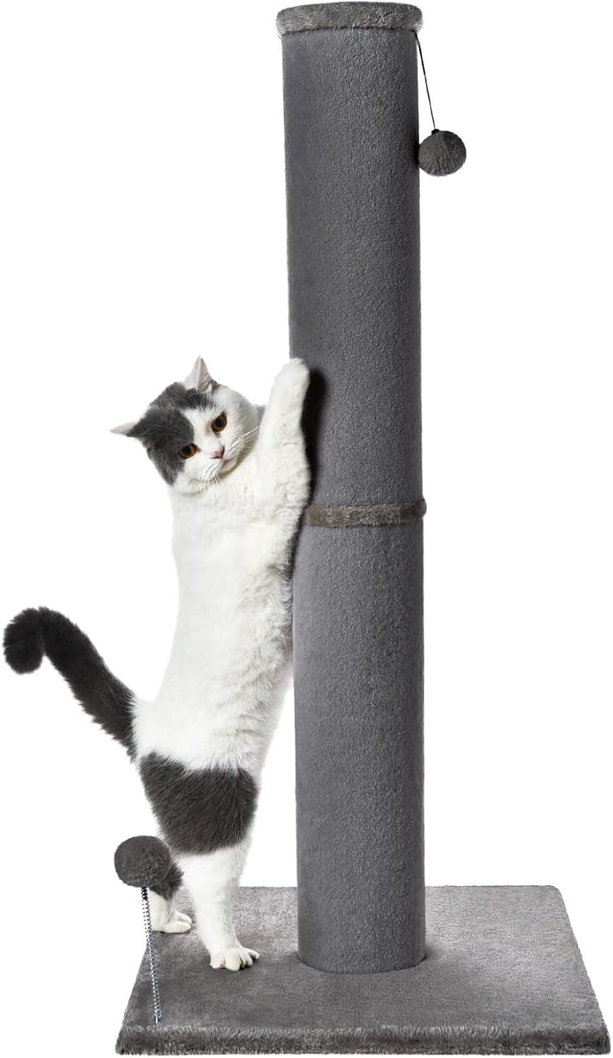 Cat Craft 41" Tall Short Plush Cat Scratching Post for Indoor Cats - Gray / Classic Carpet