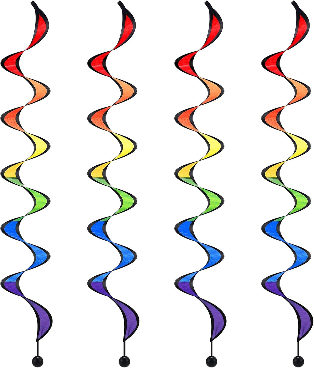 Gejoy 4 Pieces Rainbow Wind Spinner Outdoor Hanging Wind Socks - 37 Inch
