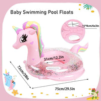 UMBWORLD baby swim float with seat and handle in pink unicorn style - view 9
