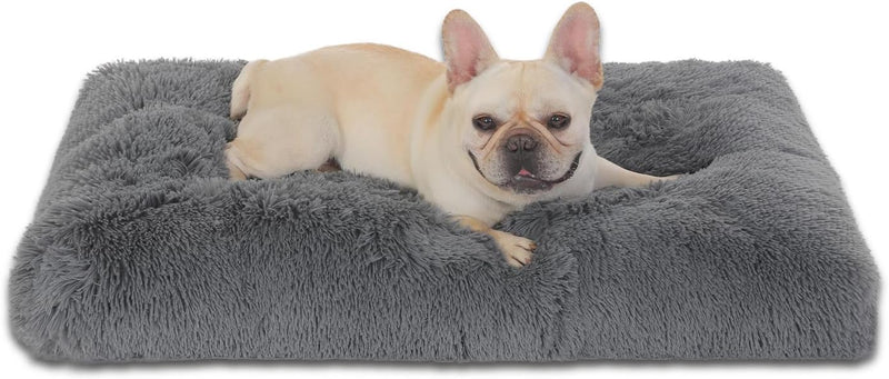 Bedfolks Waterproof Dog Crate Bed, Plush Large Dog Pad, 35"x23" - Medium(29x21'') / Solid Dark Grey