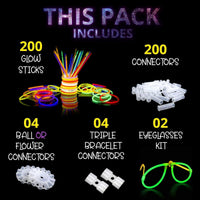 Ammy Glow Sticks Bulk Party Pack-100 Pack Glow Sticks - 200 Pack - image 2