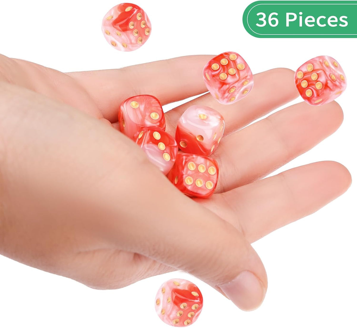 24 of Pack 16MM 6 Sided Dice Set, Two Colours D6 Game Dice Set - Red White - image 3