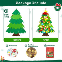 Felt Christmas Tree for Toddlers with Snowflake Light + 32 Ornament - A-Warm Light - image 2