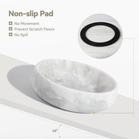 White Marble Dog Bowls, Non-Slip Dog Food Water Bowl Small, Heavy Duty Pet Bowl for Cats and Medium Dogs, Weighted African Natural Marble, Holds 4 Cups(5lbs)