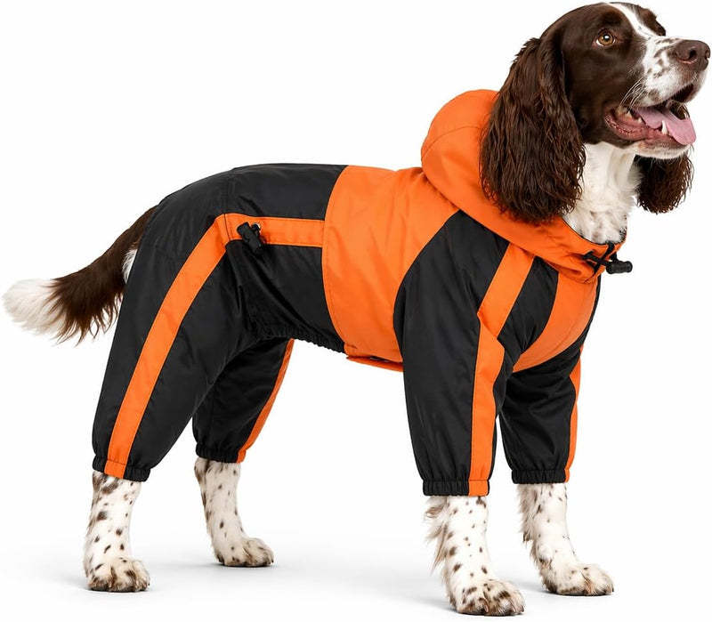 Pet Apparel Large Dog Clothing Raincoat Pet Clothes Rain Coat For Big - L-M (Large Dog ~45lbs) / Orange