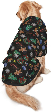 Xmas Tree Reindeer Ginger Cookie Hoodie,Christmas Cosplay Dog Clothes with Pocket and Hat Winter Clothes Sweaters X-Small