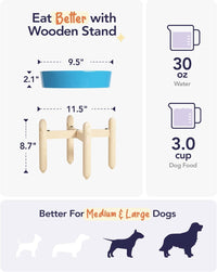 LE TAUCI Ceramic Slow Feeder Dog Bowls Small Breed - Vortex Blue+Stand / L-3 Cups - image 4