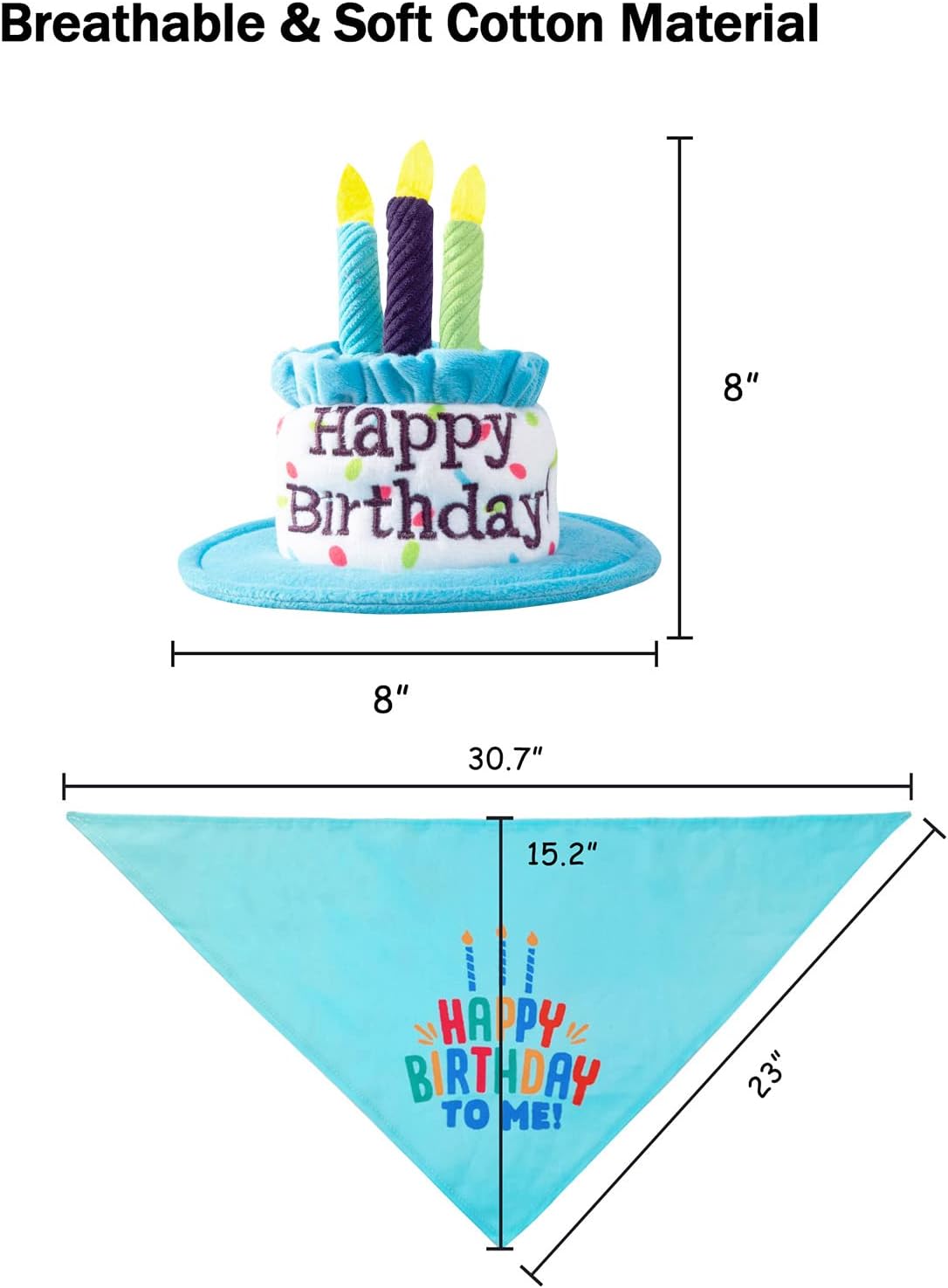 Large Dog Birthday Cake Hat & Bandana Set - Blue Hat & Bandana - image 4