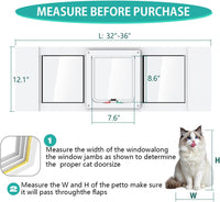 Aluminum Cat Door for Windows - White Tall / Fit 32"-36" Window - image 2