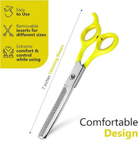 Laazar Dog thinning shears for dogs - Sharp Stainless Steel Blades with Colorful Handles, Safe and Easy-to-Use With Beautiful results, Long Lasting dog grooming thinning shears