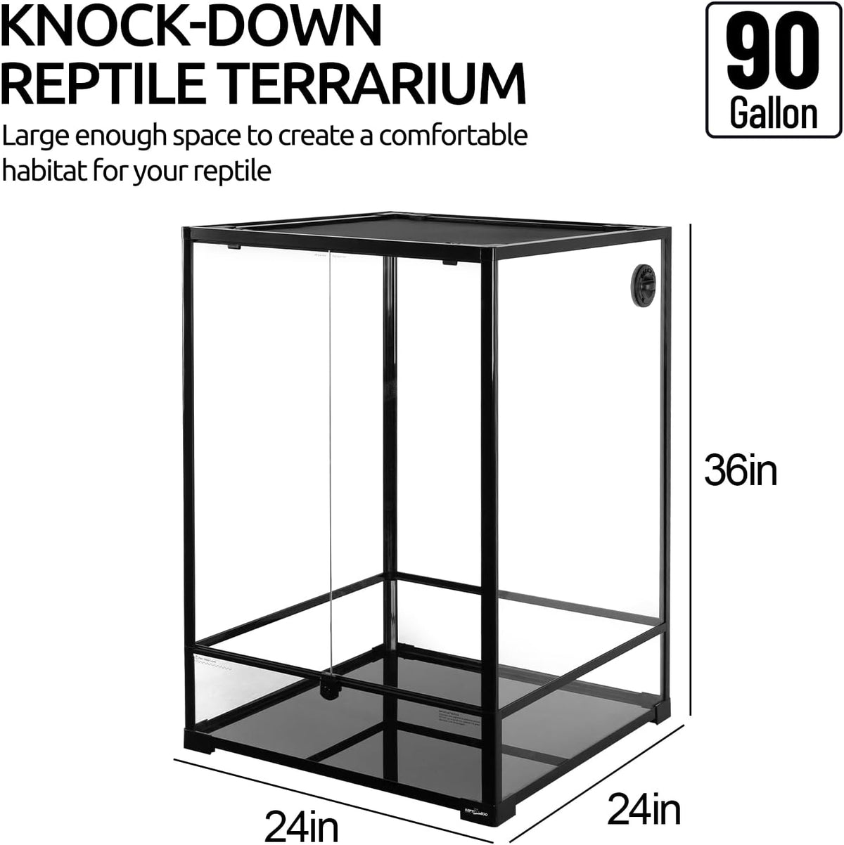 REPTIZOO 45 Gallon Glass Reptile Terrarium 24" x 18" x 24" Knock-Down - 24" x 24" x 36" - image 3