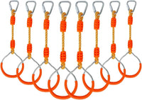 Swing Gymnastic Ring Warrior Obstacle Course Slackline Climb Trapeze - 8 Pack / Orange