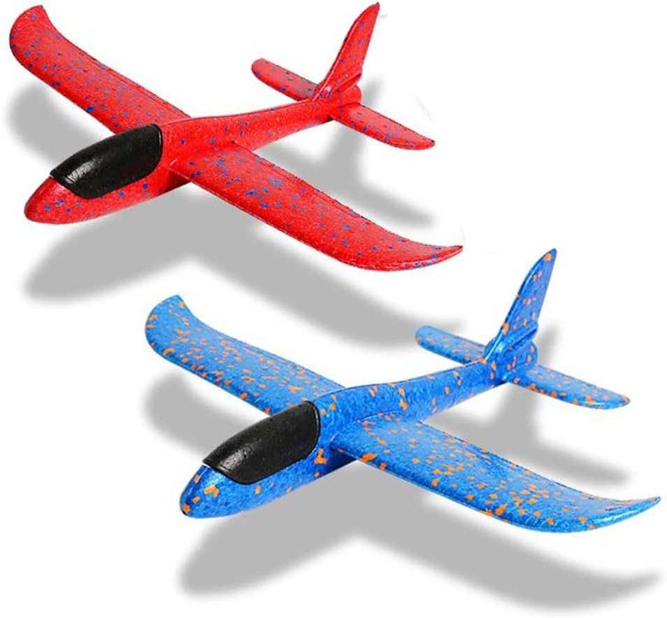 WenToyce 2 pack of 17.5 inch throwing foam airplanes with tail wing slots - view 2