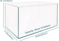Low Iron Glass Ultra Clear Rimless Aquarium Tank - 15Gal 20.8"L×11.8"W×14.1"H - image 3