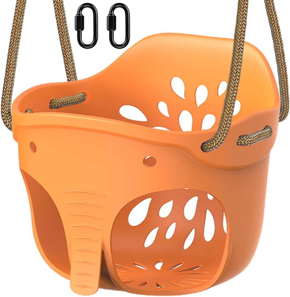SELEWARE Black High Back Full Bucket Toddler Swing Seat w/Adjustable - Yellow Bucket Swing