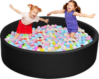 TRENDBOX Foam Ball Pit, 36" x 12" Indoor Soft Ball Pool for Kid，Light Grey – Fun for Kids & Family - Black / 130CM - image 4