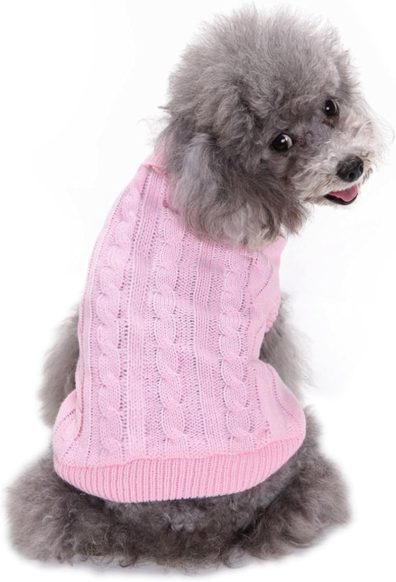 Knitted Small Dog Sweater - Pink / Large