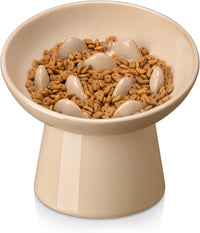 vancasso Ceramic Slow Feeder Cat Bowl - Brown
