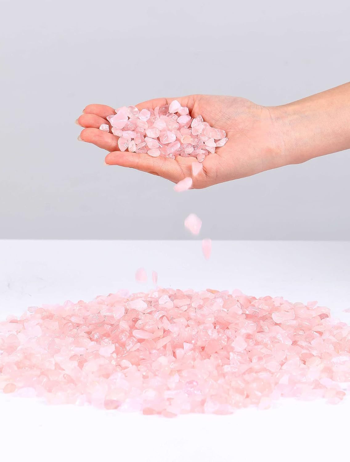 LAIDANLA Rose Quartz Crushed Stone Crystal Chips Bulk - Pink-rose Quartz / 0.55 Pound-（0.28"-0.35"） - image 2