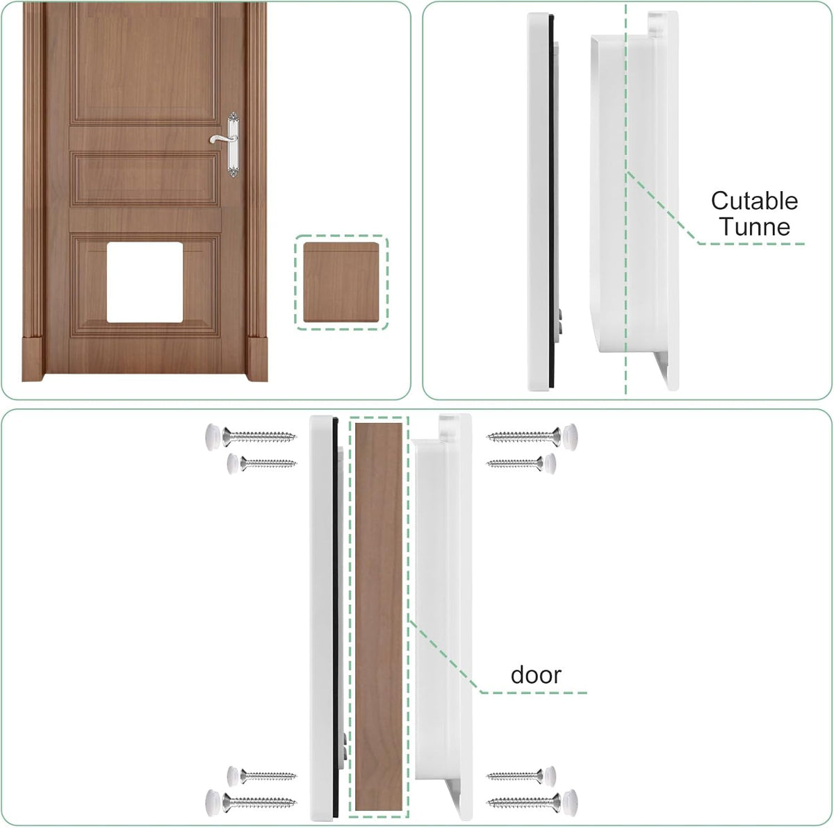 Cat Door for Interior/Exterior Doors and Walls – Essentials for Cats - White / X-Large - image 3