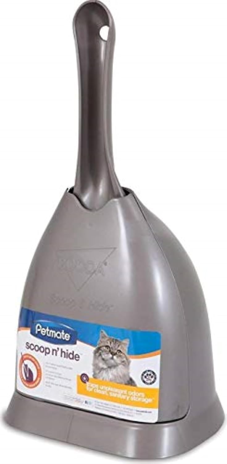 Petmate Scoop N' Hide Cat Litter Scoop with Discreet Holder - Brushed Nickel / One Size