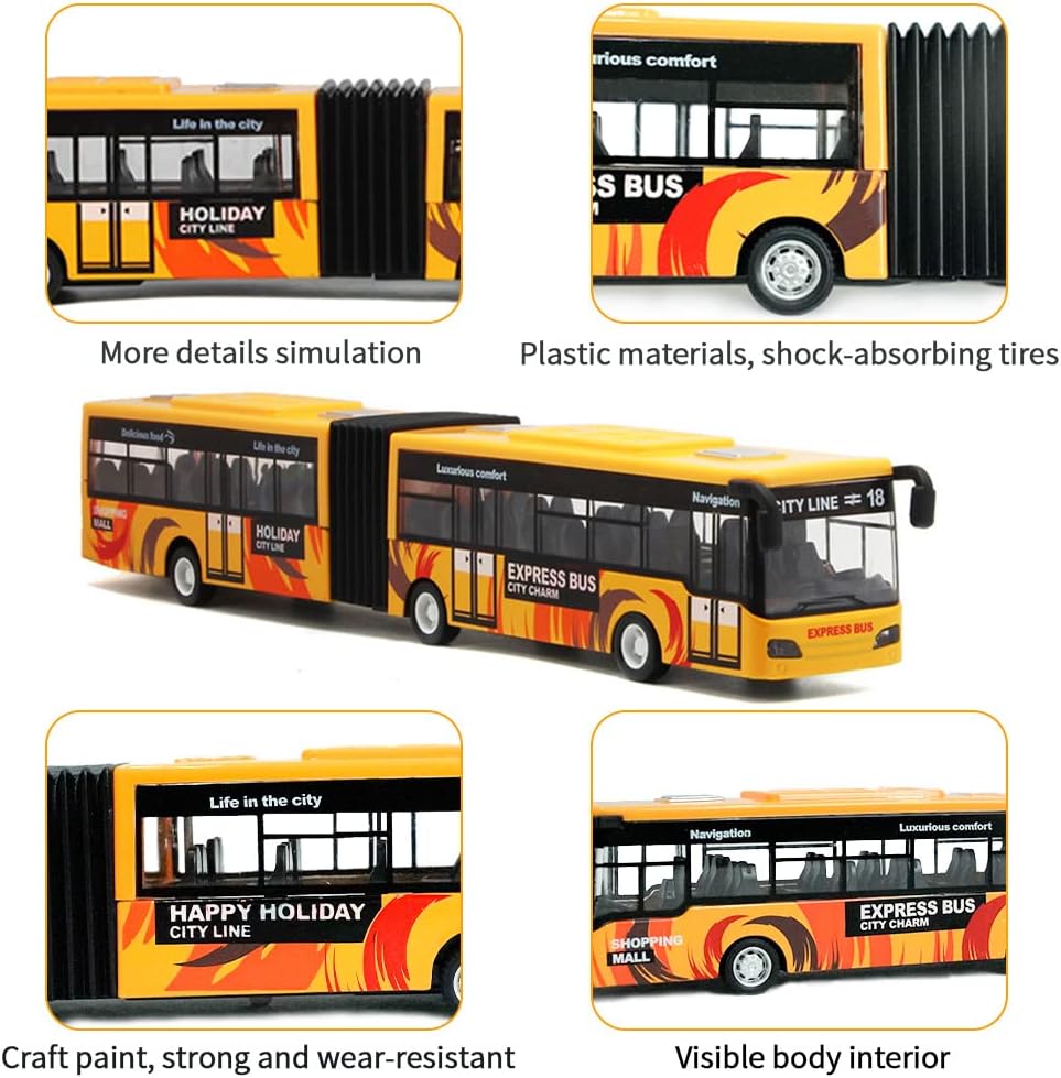 Crelloci City Bus Toy for Kids - Yellow - image 3