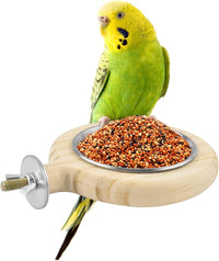 KATUMO Bird Perch Bird Feeding Cup Parrot Wood Perch Stand Toy Bird - S Perch