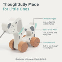 Baby Toys Car,Wooden Pull Along Toy for Toddlers 1 2 3 Year Olds – Fun for Kids & Family - Dog - image 2