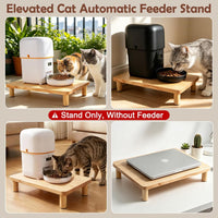SZEE Cat Food Stand, Elevated Cat Feeder Stand for Automatic Feeder & Bowls – Essentials for Cats - Pine Wood / Larger ( 15.5" × 9.8" × 3" ) - image 4