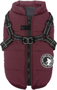 Gyuzh Dog Coat with Harness Puppy Coats Small Dog Harness Jacket - XX-Large / purple