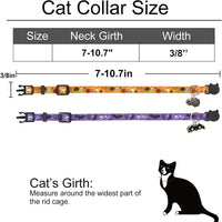Halloween Cat Collar, Cotton 2 Pack Cat Collar with Bells - Halloween Purple / 7-11'' - image 2