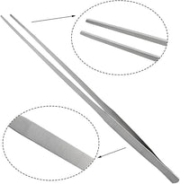 LILYS PET Straight and Bend Stainless Steel Super Thick Tweezers Set,Pliers Aquarium Tool Fish Tank Aquatic Plants Forceps Clip (18.9")