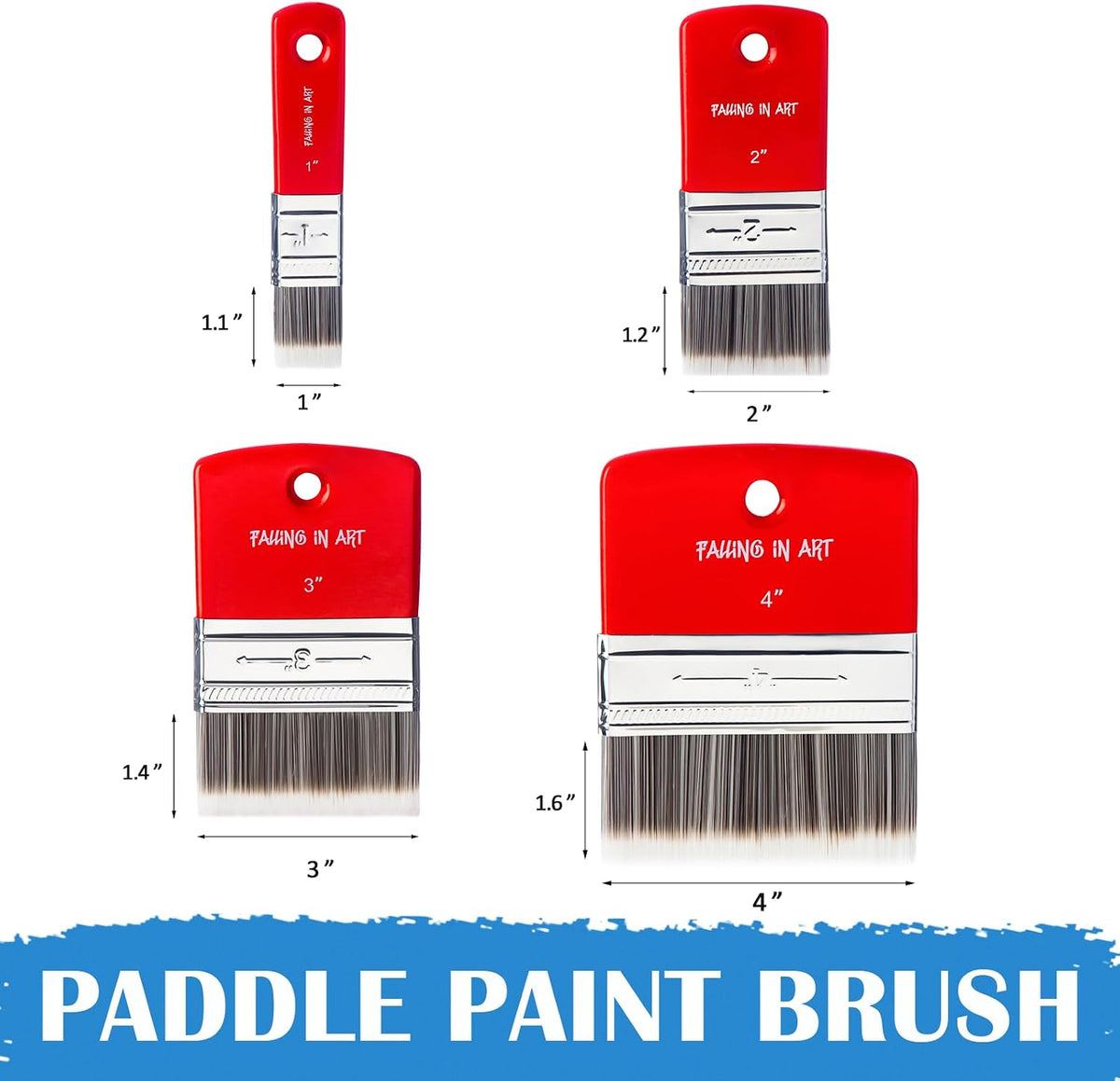 Falling in Art large 8 inch flat paddle paint brush with stainless steel ferrule - view 20