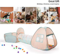 UTEX 3 in 1 Pop Up Play Tent with Tunnel - Pink/ Green & Ball Pit - image 4