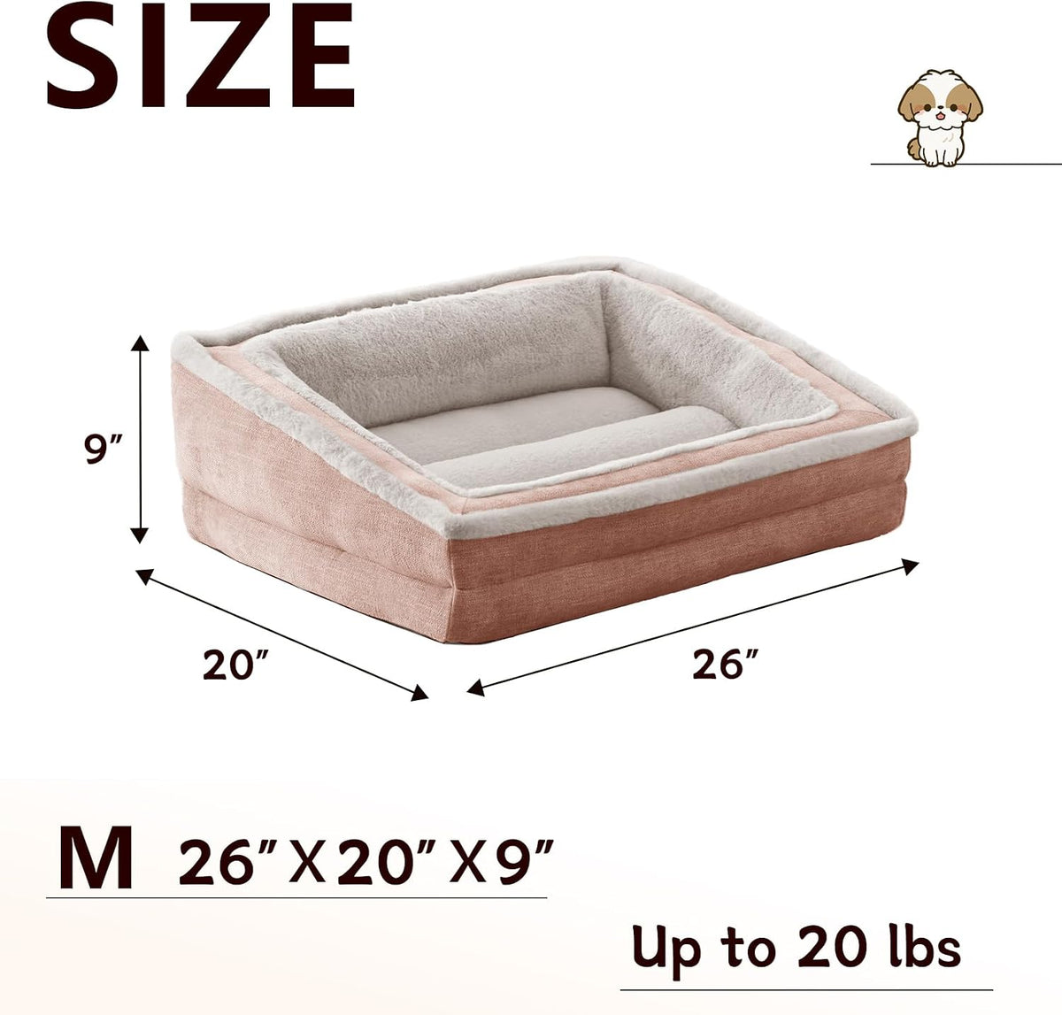 Cat Couch for Pets, Washable Cat Beds for Indoor Cats - Pink / 26"L x 20"W x 9"Th - image 4