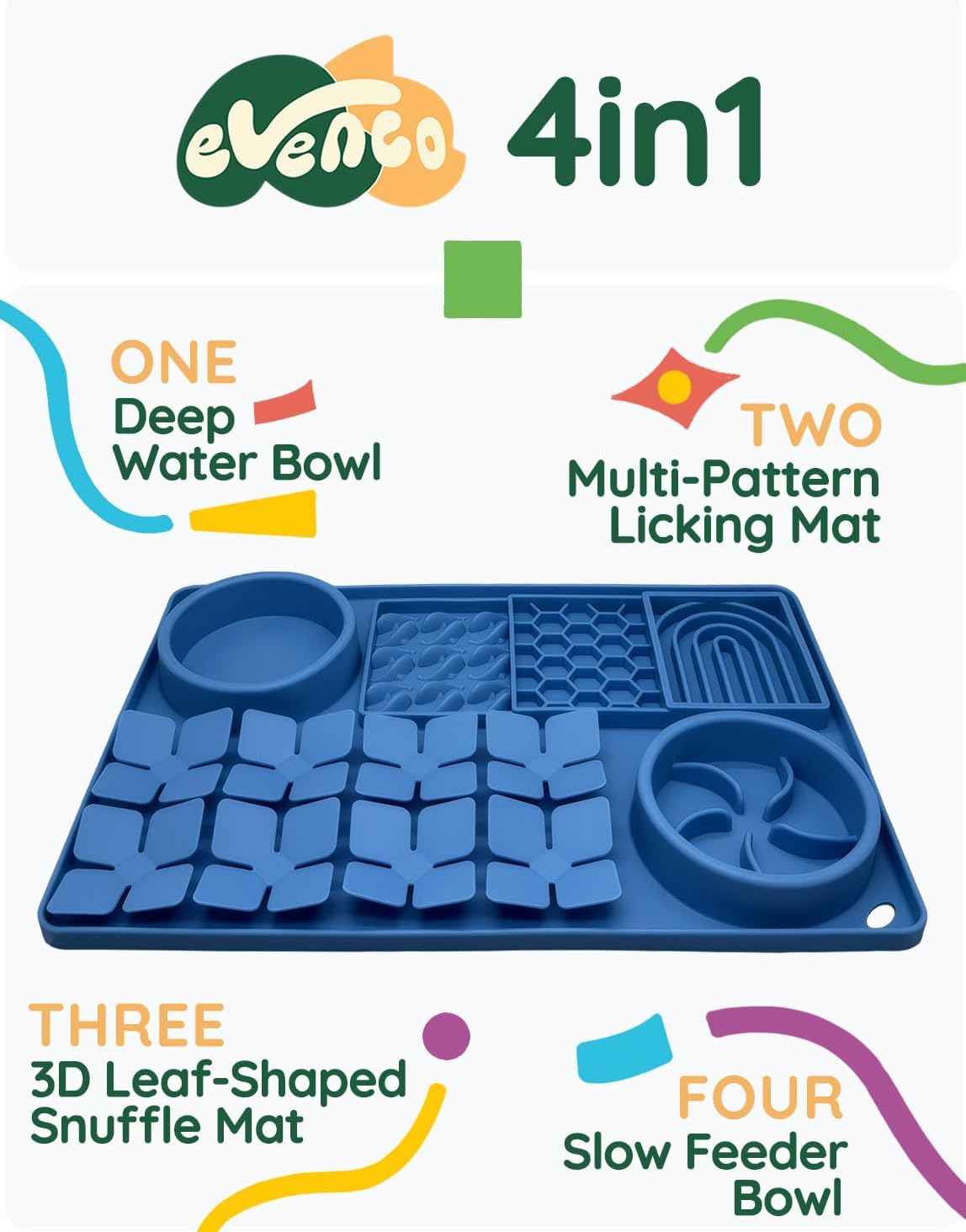 Slow Feeder Bowl, Silicone Lick Mat with Suction Cups for Dog Cat, Snuffle Mat for Pet Smell - Blue / Honeycomb 4in1 - image 3
