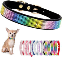 Rhinestone Dog Collar for Small Dogs, Bling Diamond Fancy Crystal Glitter Pretty Jewel Pet Puppy Collars for XXS XS Small Medium Large Breed Girl Dogs Female Cats Kitten, Colorful Black S