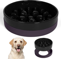 Sted Ceramic Slow Feeder Dog Bowls for Medium Large Breed – Essentials for Dogs - Large-9.5 inches / Black