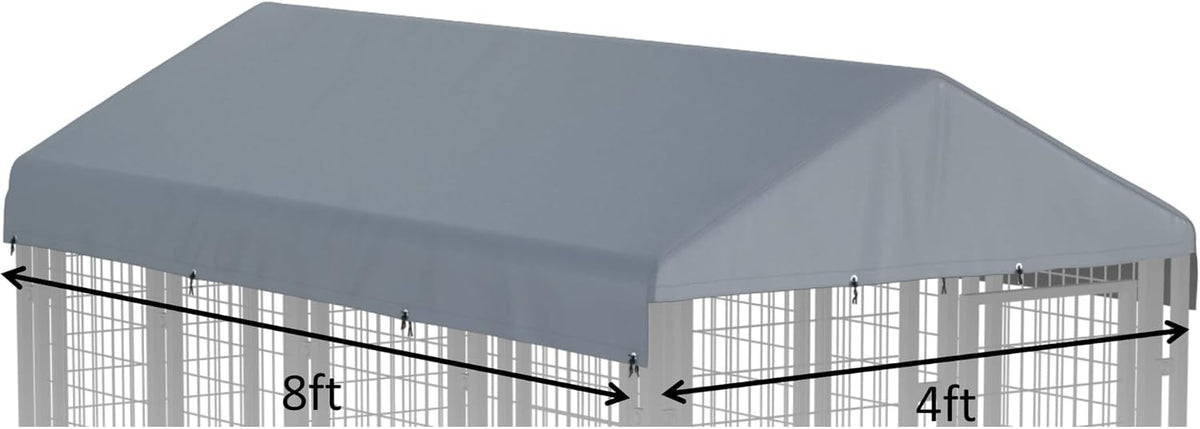 5x10 FT Dog Kennel Cover 900D Waterproof UV Outdoor Roof Replacement - Gray / 8'L x 4'W - image 2