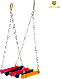 SunGrow Colorful Finch Swing Toy with Bells - Wooden Swing, 1 Piece - image 2